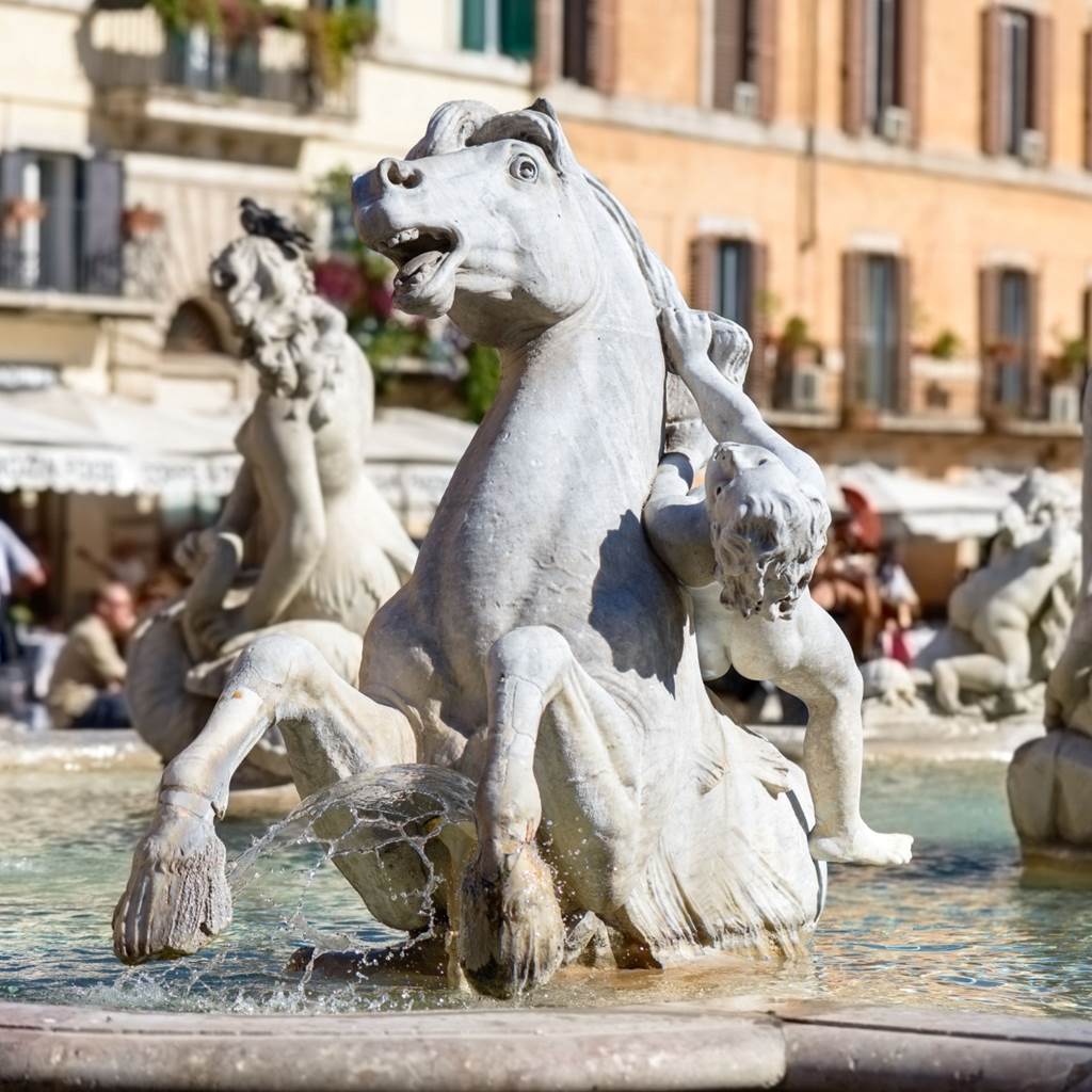 particolare fontana del tritone a piazza navona 2
